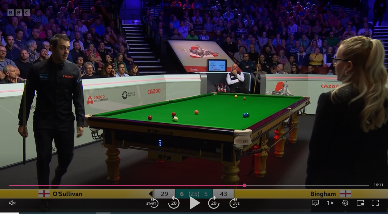 Ronnie O'Sullivan's sponsors changed sides during the mid-session interval