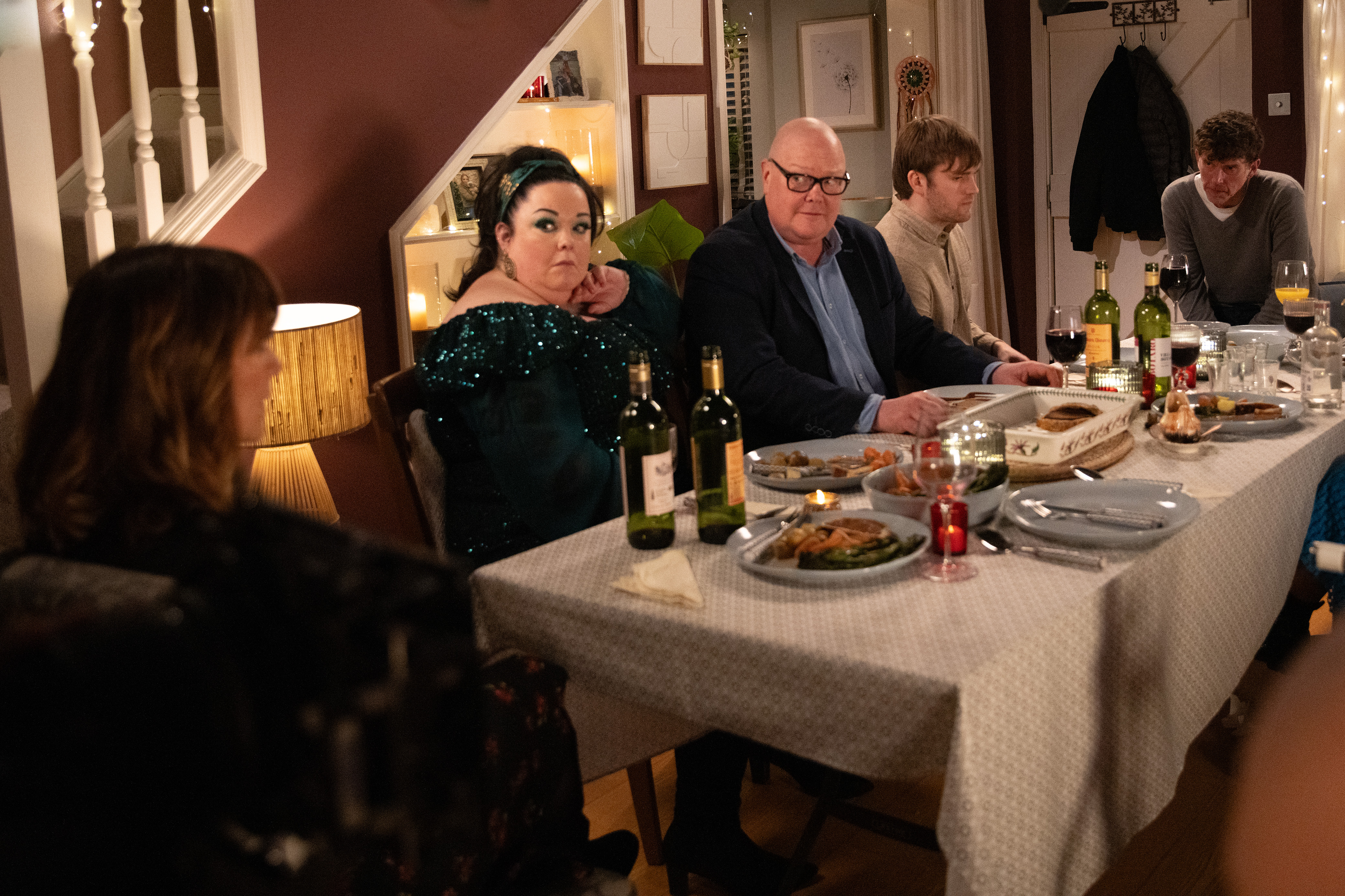 The dinner party saw Rhona end her marriage to Marlon