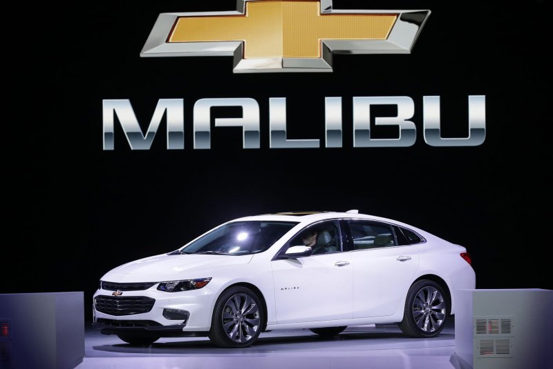 The 2016 Chevrolet Malibu is unveiled at the 2015 New York International Auto Show in New York City on April 1, 2015. On Wednesday, General Motors announced it will end production of the Chevy Malibu in November, as the carmaker shifts focus to electric vehicles. File Photo by John Angelillo/UPI