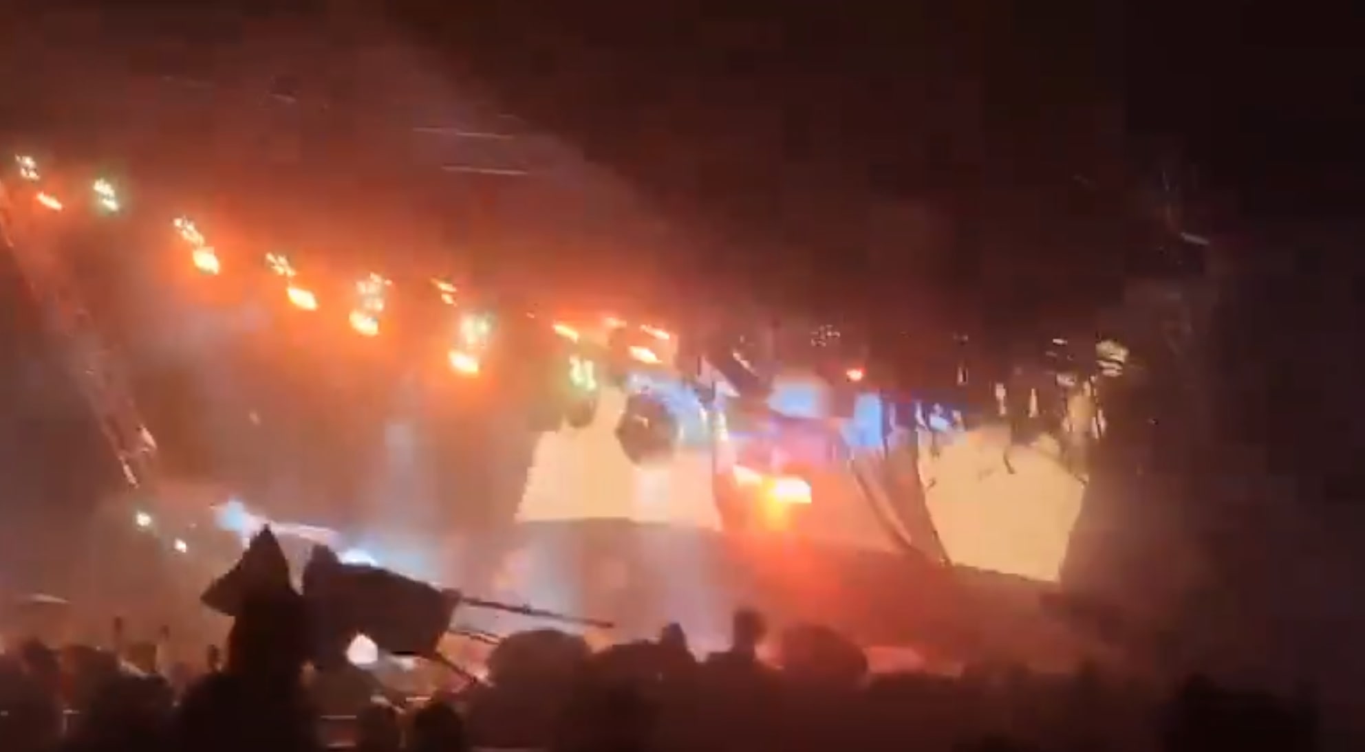 The moment the structure collapsed onto the stage, killing eight adults and one child