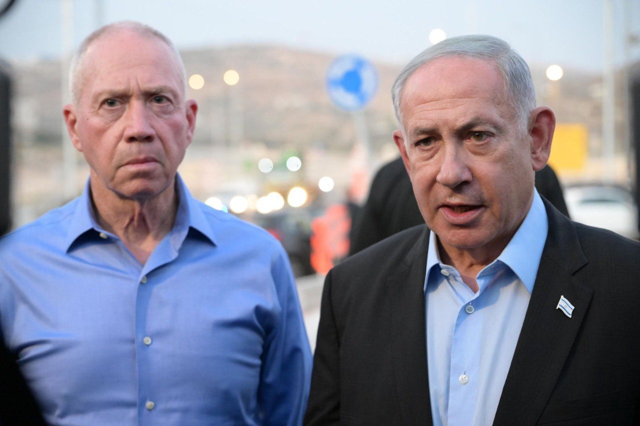 Israeli Prime Minister Benjamin Netanyahu, right, is pictured with Israeli Defence Minister Yoav Gallant, left