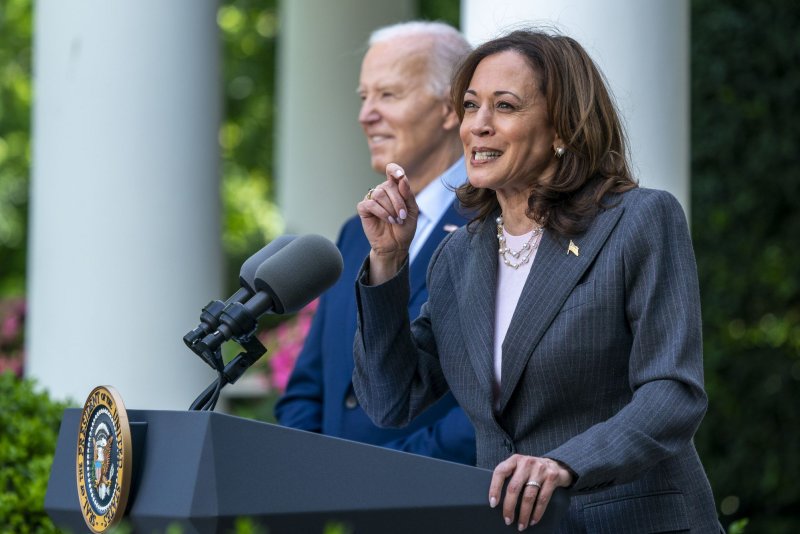 Vice President Kamala Harris, shown with President Joe Biden, announced Thursday that she will debate the GOP vice presidential nominee. Photo by Shawn Thew/UPI