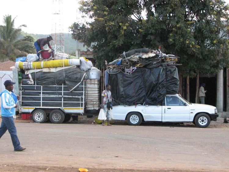 A truck loaded with goods to take across the Zimbabwe border