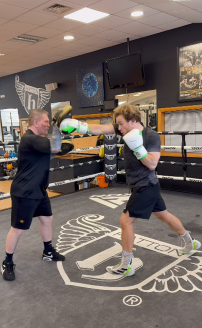 Last week he had a sparring session with boxing legend Ricky Hatton