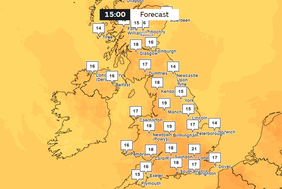 London is set to enjoy sunny 21C rays on Saturday