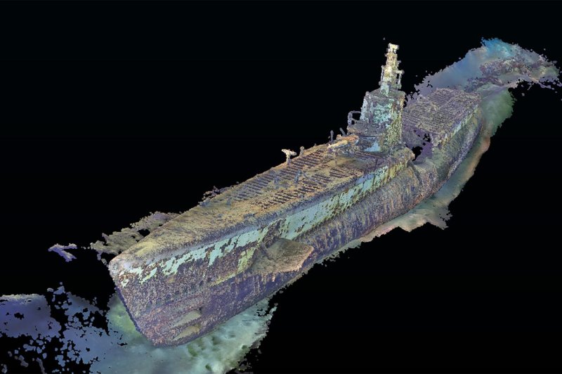 A 4D photogrammetry model of the USS Harder wreck site found by The Lost 52 near the Philippines island of Luzon, which was announced on Friday. Photo by 2nd Lt. Mary Andom, U.S. Navy/UPI