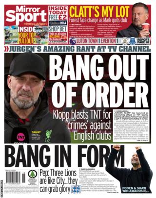 Back page of the Daily Mirror