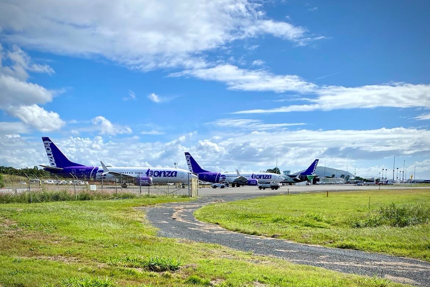 Planes on tarmac of airport