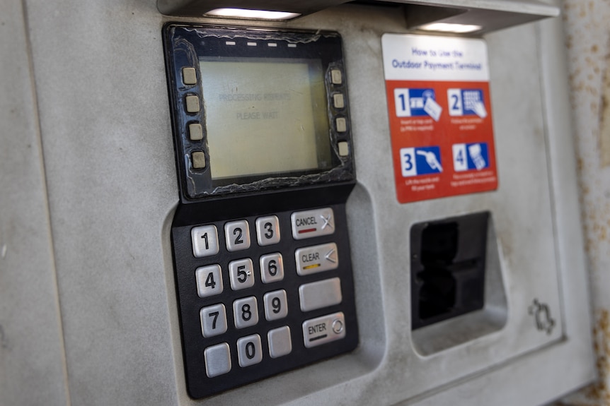 A close up of an eftpos UPS machine. 