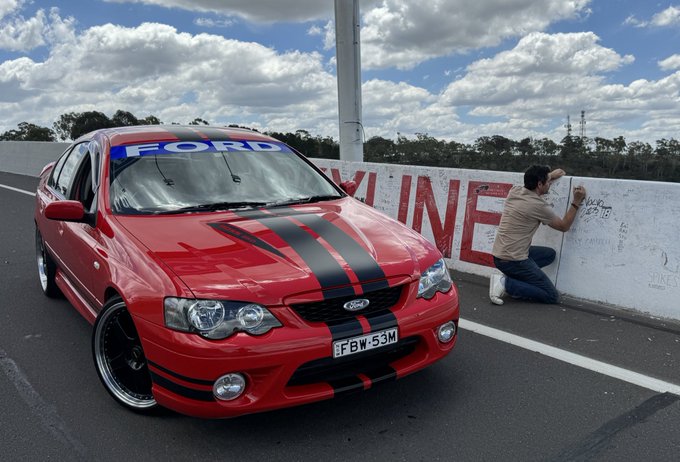 This comes as the petrolhead got behind the wheel of a Ford XR8