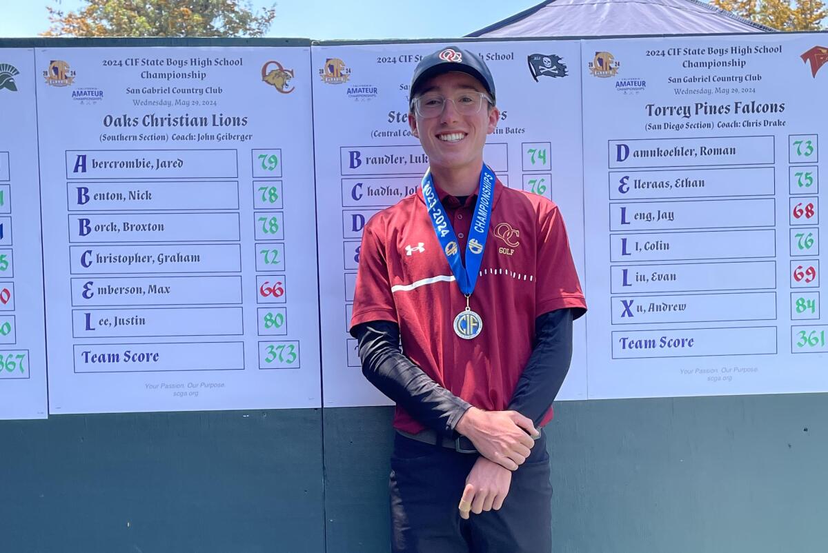 Sophomore Max Emberson of Oaks Christian won the CIF state golf championship at San Gabriel CC.