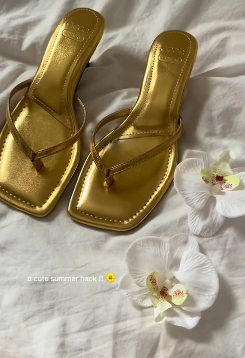 Carla used a £2.25 Shein buy to give her gold heels a makeover