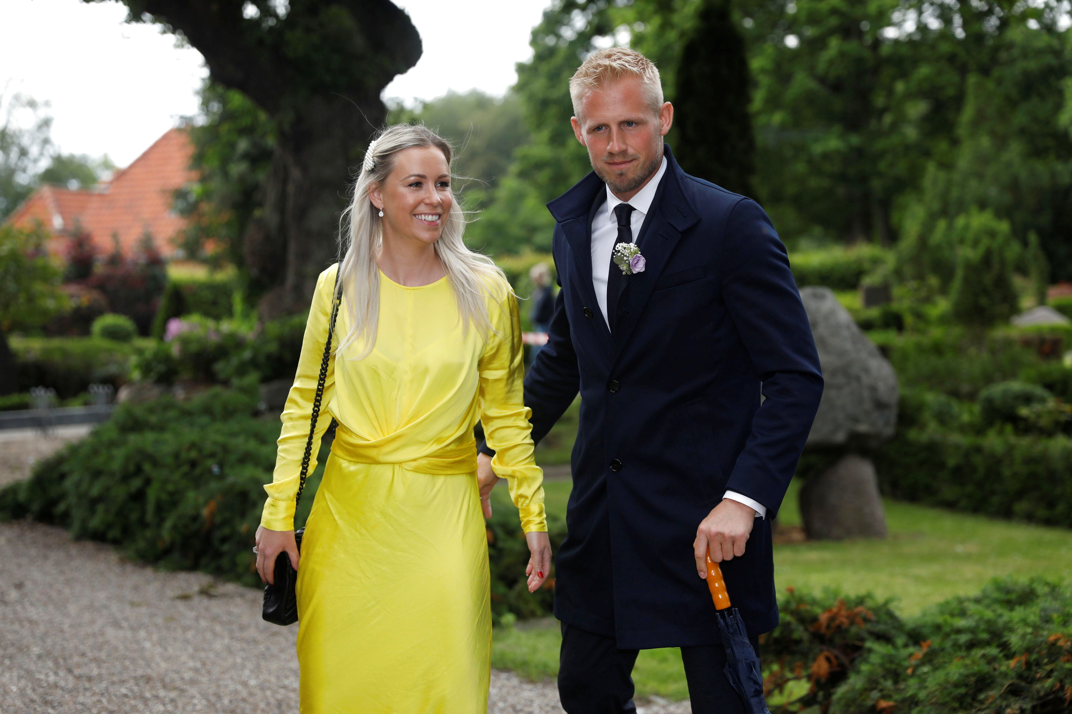 Kasper Schmeichel with wife Stine Gyldenbrand Schmeichel