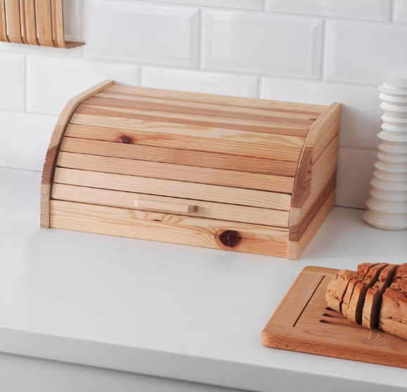 IKEA is just one of many shops you can buy a bamboo bread bin for this storage hack