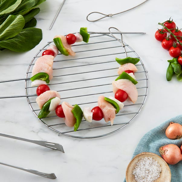 Create ­circular kebabs using flexible BBQ skewers, £4 for a set of two from Dunelm