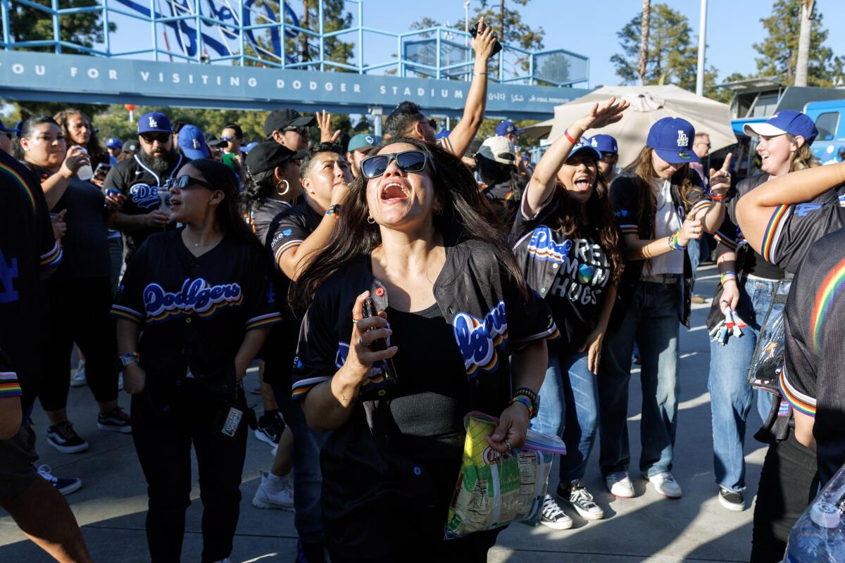 Dodgers fans enjoy Pride Night.