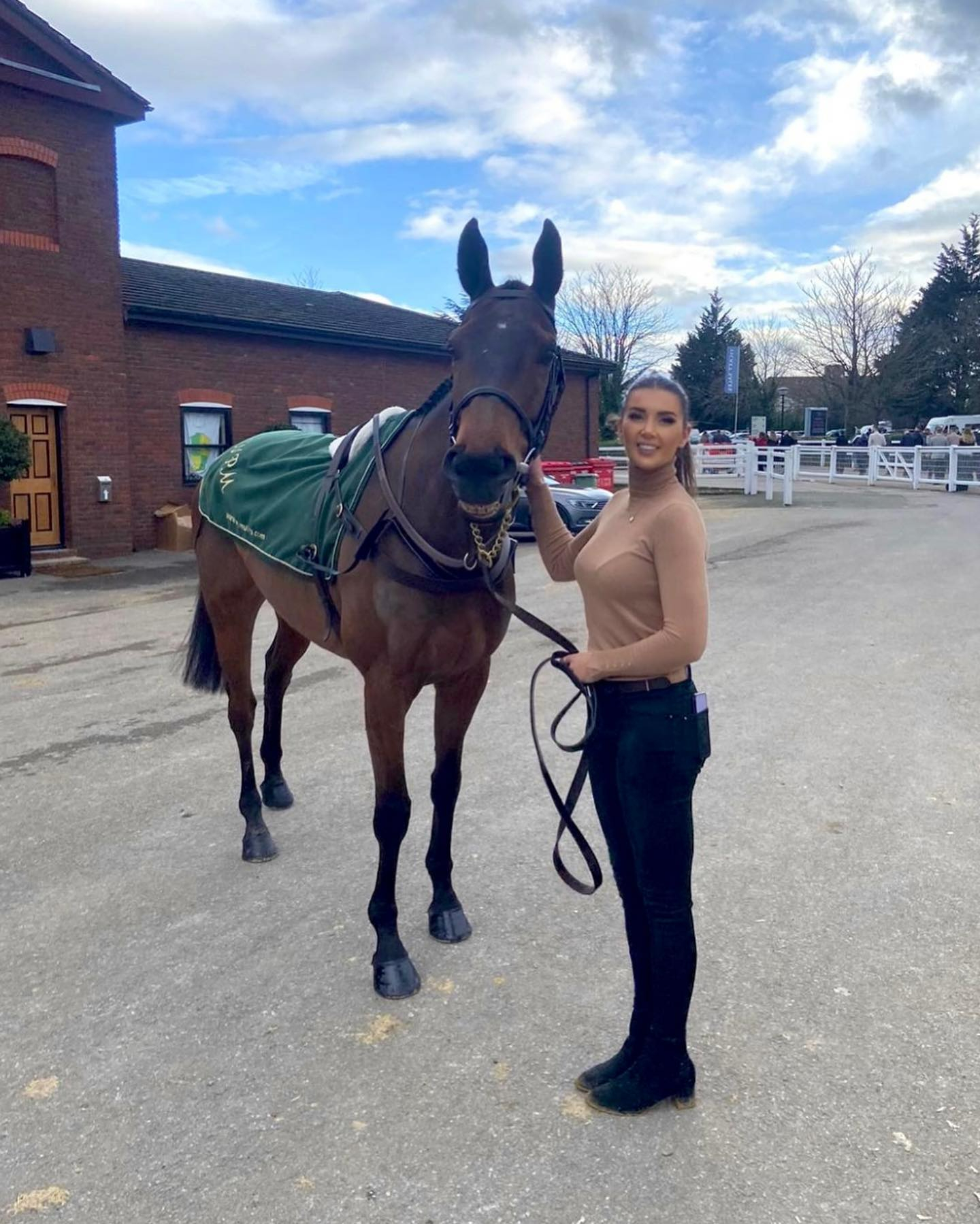 The horse racing host can regularly be seen with the animals