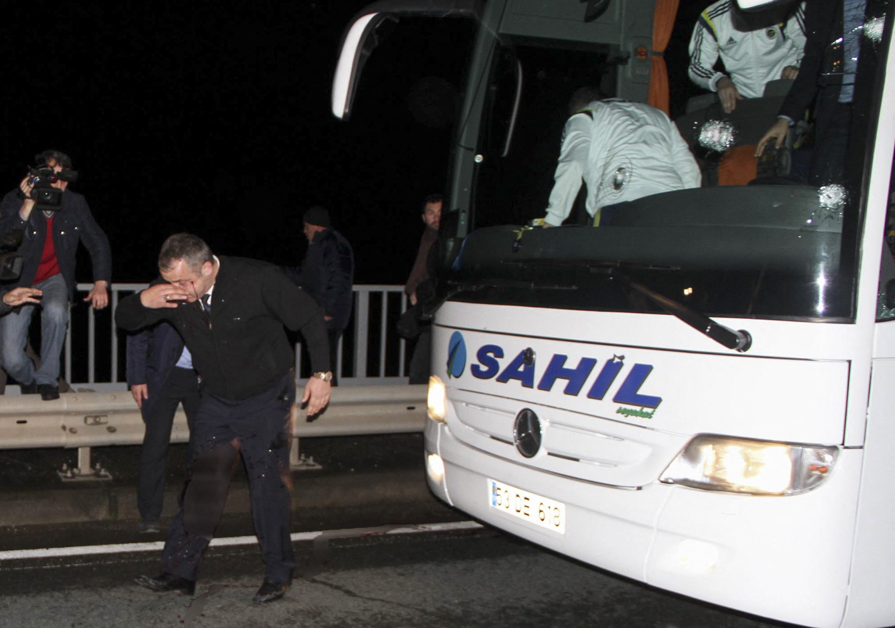 The heroic driver was left bloodied after the bus carnage