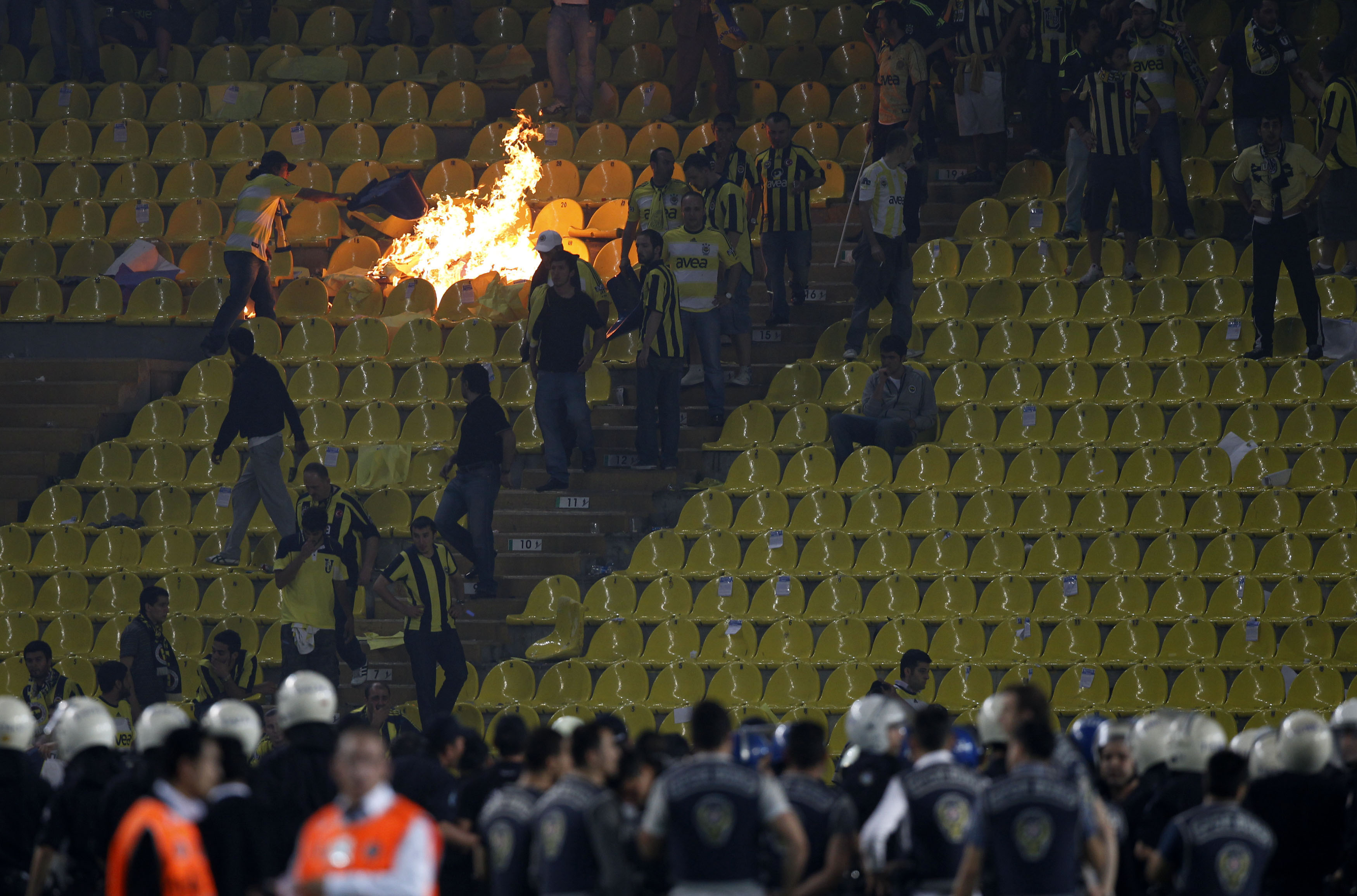 Pockets of flames appeared across the stadium during a heated up 2010 season