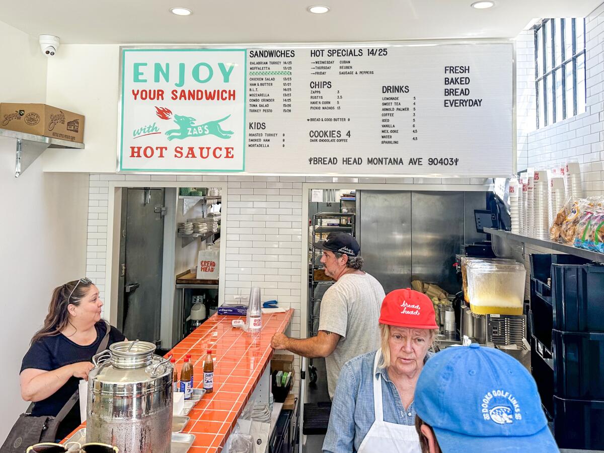 The counter for ordering inside Bread Head in Santa Monica.