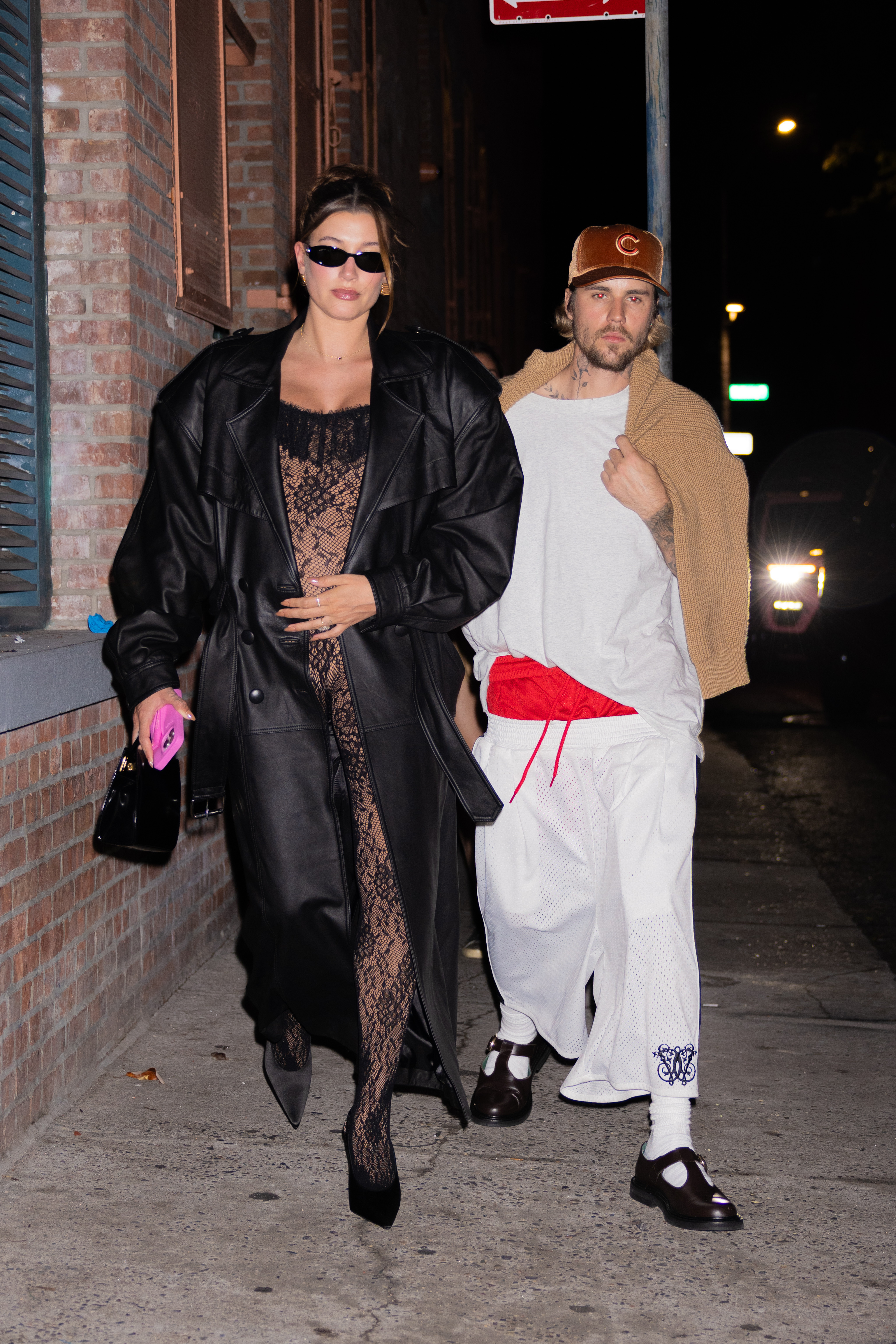 Hailey Bieber went all Keanu Reeves for a night out with husband Justin