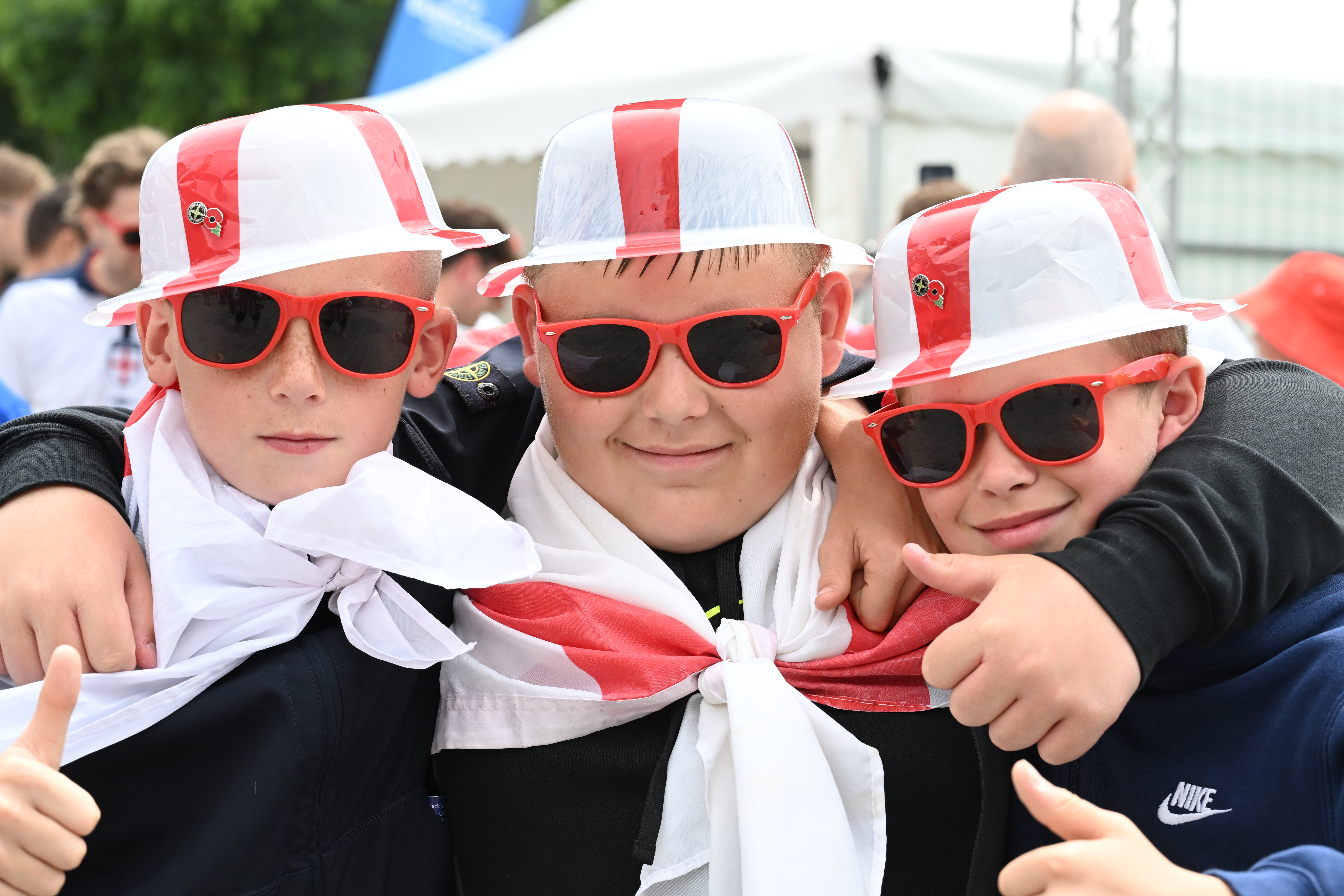 A trio of young Three Lions fans