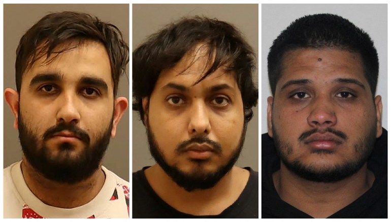 Karan Brar, Kamalpreet Singh and Karanpreet Singh, the three individuals charged with first-degree murder and conspiracy to commit murder in relation to the murder in Canada of Sikh separatist leader Hardeep Singh Nijjar in 2023, are seen in a combination of undated photographs released by the Integrated Homicide Investigation Team (IHIT). IHIT/Handout via REUTERS THIS IMAGE HAS BEEN SUPPLIED BY A THIRD PARTY