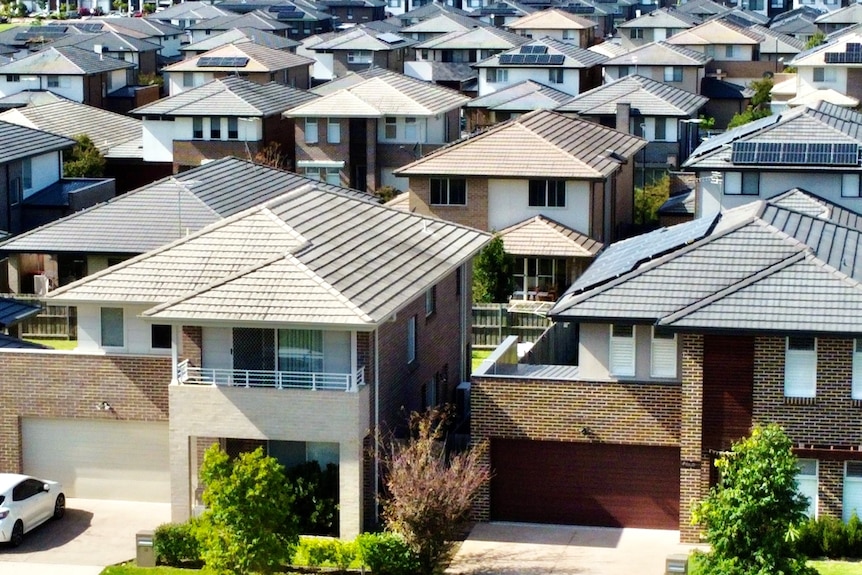 Rows of new houses in a suburb.