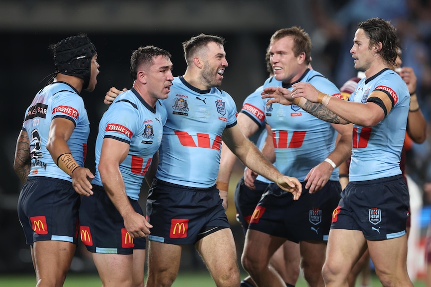 James Tedesco celebrates