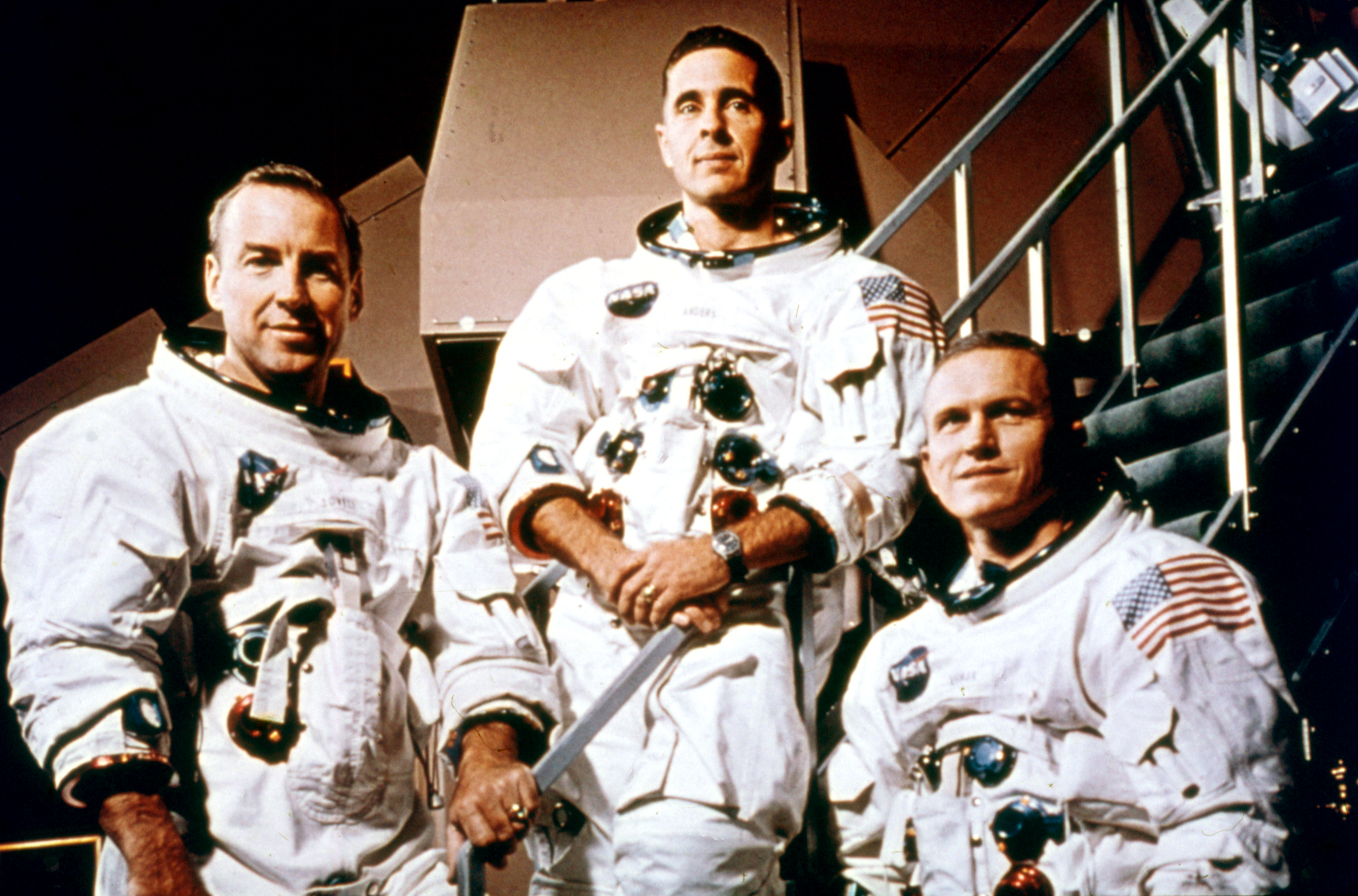 Retired Apollo 8 astronaut William Anders (middle) died in a plane crash on Friday