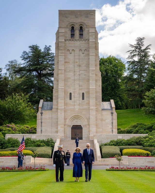 U.S. President Joe Biden and first lady Jill Biden visited the Aisne-Marne American Cemetery in northern France were some 2,200 Americans soldiers who died in World War I are buried. Photo courtesy of U.S. President Joe Biden/X