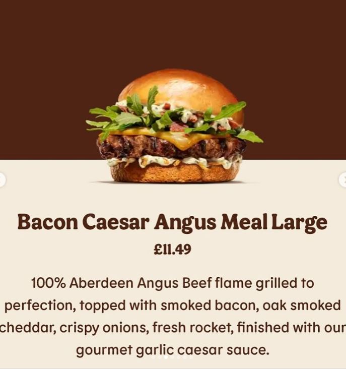 The latest Angus Beef burger will set you back £8.19 for a single grub