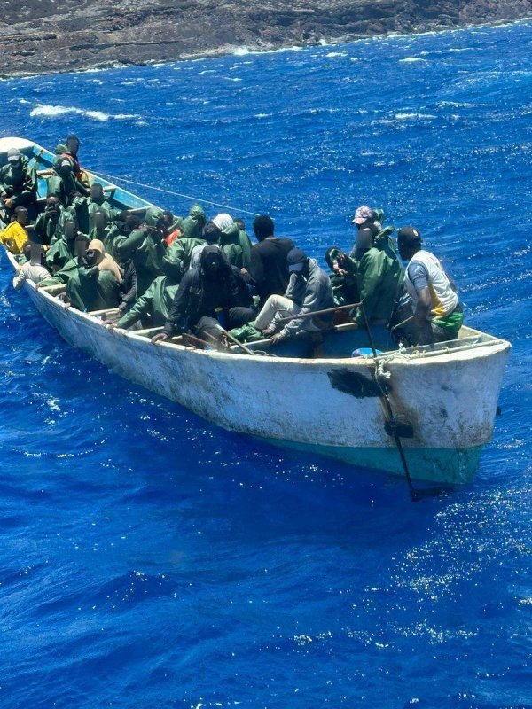 Authorities on Thursday said it rescued 63 people from a boat in the vicinity of Port La Restinga on the south of El Hierro island. That same day it announced a cruise ship rescued 68 people from a boat found adrift hundreds of miles away from the Spanish coast. Photo courtesy of Salvamento Maritimo/X