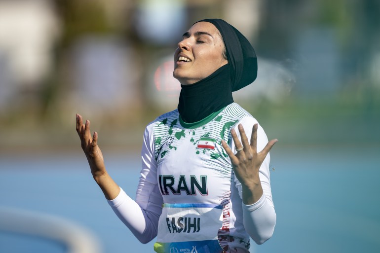 Iranian sprinter Farzaneh Fasihi.