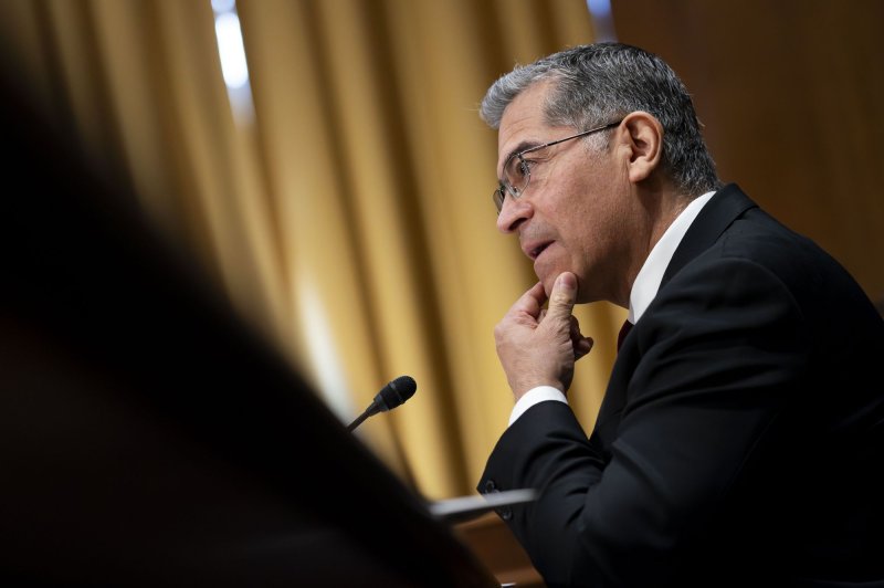 Secretary of the Department of Health and Human Services Xavier Becerra speaks during a Senate Finance Committee hearing at the U.S. Capitol on March 14. He announced a new residency program for rural areas on Thursday. File Photo by Bonnie Cash/UPI