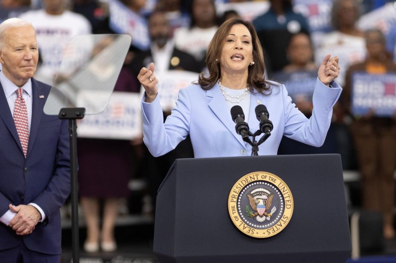 U.S. President Joe Biden (L) and Vice President Kamala Harris (R) campaign at Girard College on Wednesday, during which they launched "Black Voters for Biden-Harris" in Philadelphia. Harris will take Biden's place at the upcoming peace summit in Lucerne, Switzerland. Photo by Laurence Kesterson/UPI