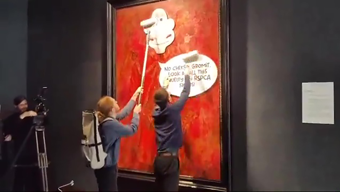 Animal Rising activists vandalised the King’s new portrait over his role as Royal Patron of the RSPCA