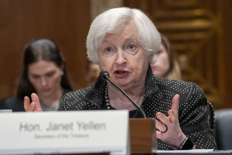 Treasury Secretary Janet Yellen speaks during a Senate Appropriations Subcommittee on Capitol Hill on June 4. The Treasury announced a new program to boost affordable housing on Monday. Photo by Ken Cedeno/UPI