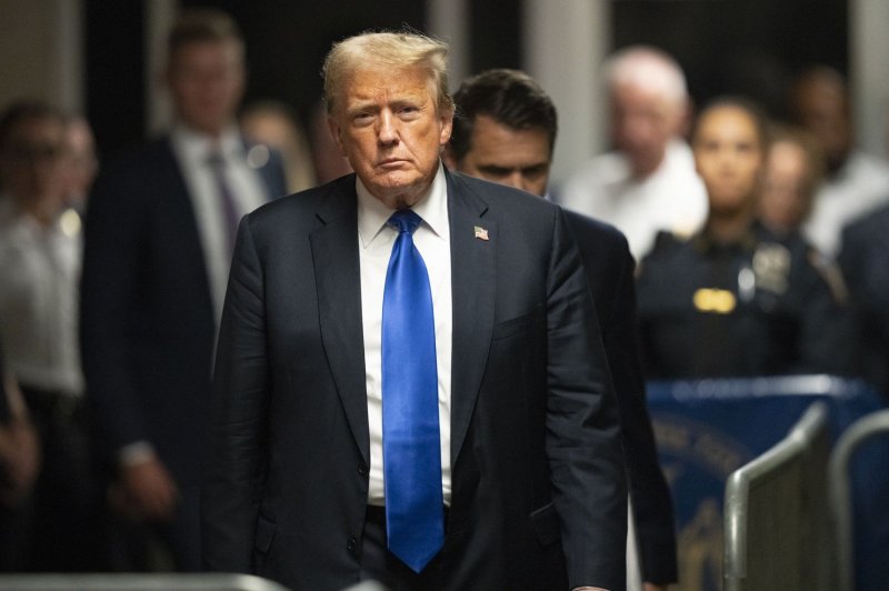 Former President Donald Trump is expected to virtually attend a pre-sentencing interview following his conviction for falsifying business records. Pool Photo by Steven Hirsch/UPI