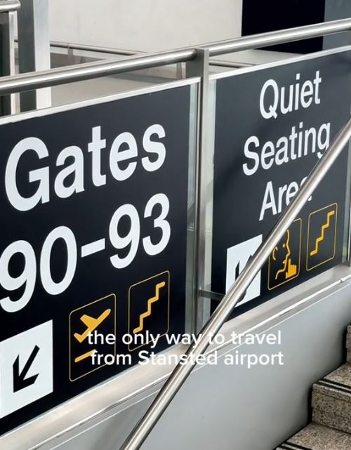 Passengers can find a quiet seating area in Stansted Airport