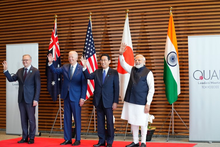 Leaders of the Quadrilateral Security Dialogue, or Quad attending a leaders summit in Japan in 2022. 