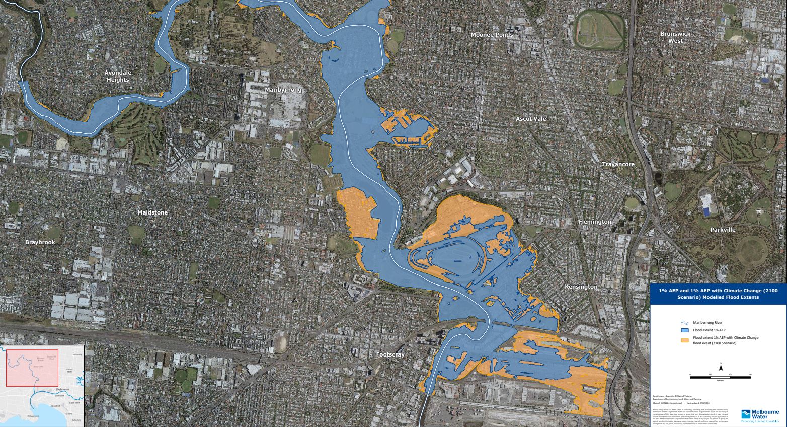 Melbourne Water's updated flood map.