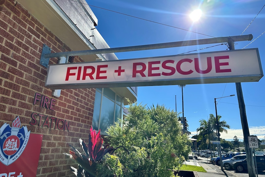 Signage at a fire station.