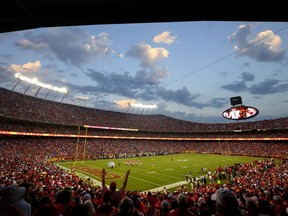 FILE - A general overall interior view of GEHA Field at Arrowhead Stadium during the first half of an NFL football game between the Kansas City Chiefs and the Detroit Lions, Sept. 7, 2023 in Kansas City, Mo. Top Kansas legislators have intensified efforts to woo the Super Bowl champion Chiefs by offering to let the professional football franchise shape a plan for using state bonds to finance a new stadium in Kansas.