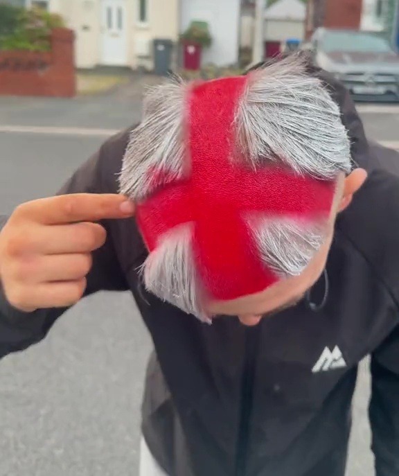 The DIY St George's Cross was also spray painted afterwards