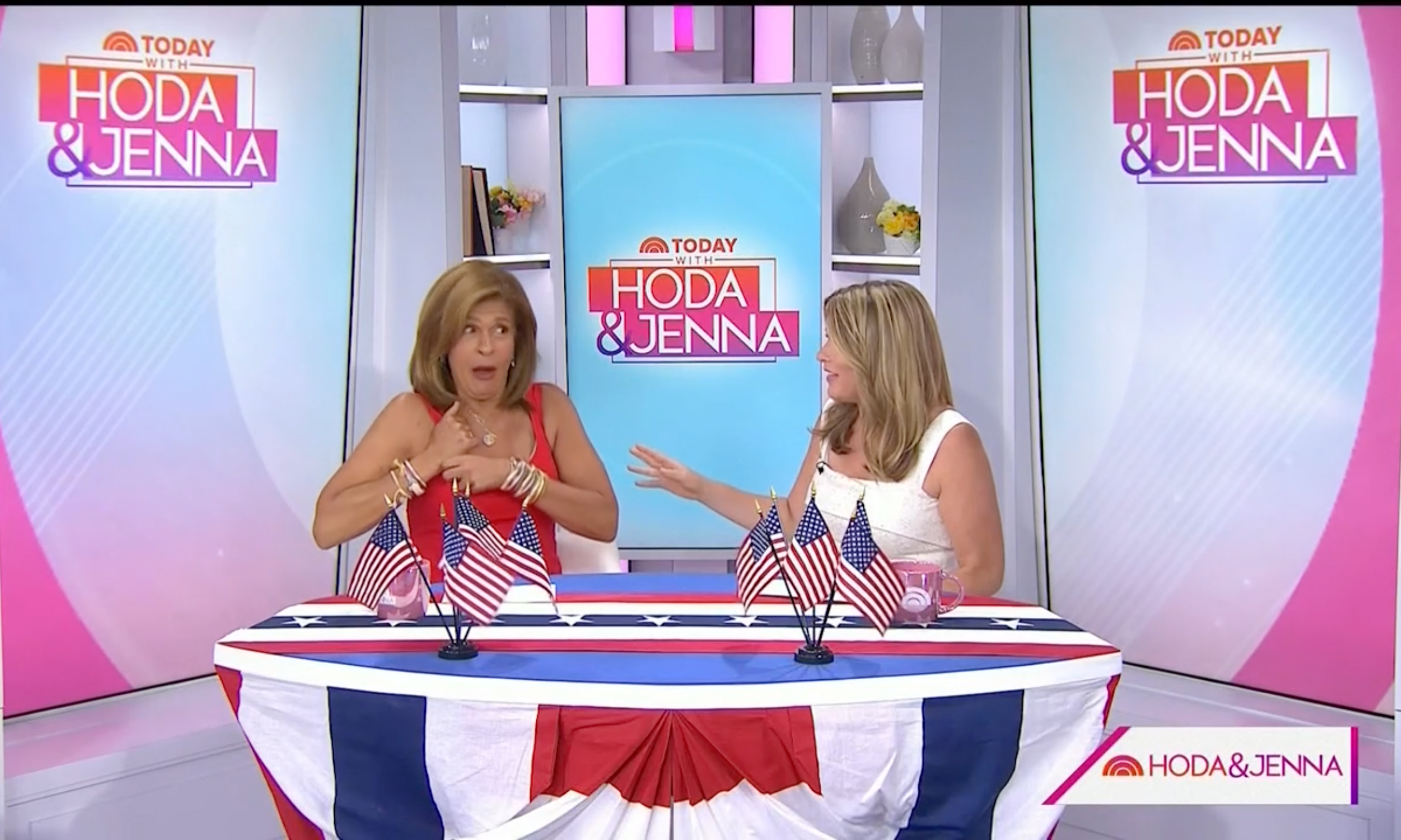 Jenna Bush Hager called out Hoda’s wardrobe malfunction during their Fourth of July celebration on The Today Show