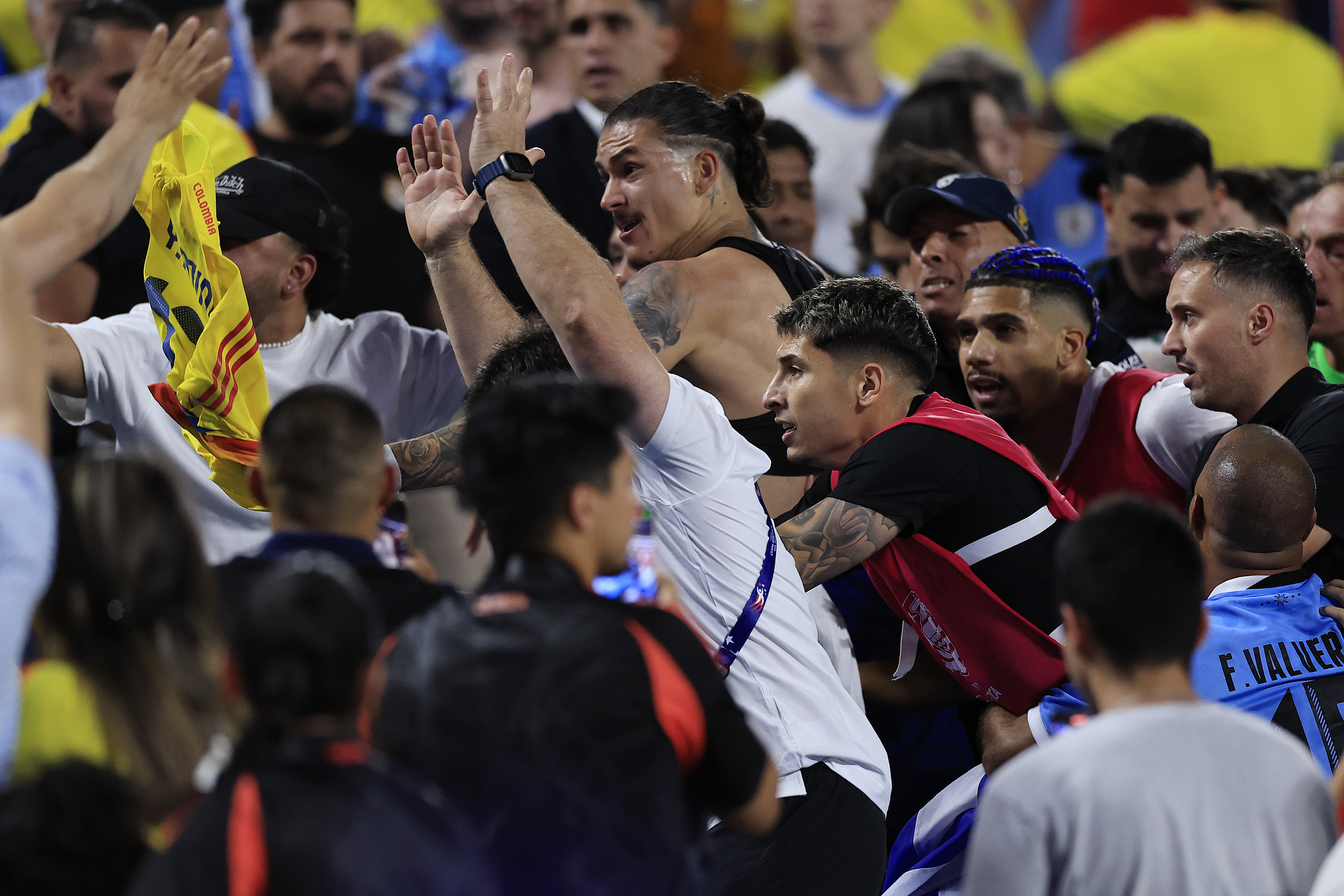 Gimenez was one of a number of Uruguay players who were caught up in the melee