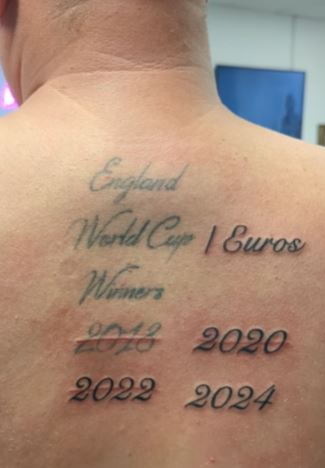 Confident fan Ben has already boldy predicted a win despite his previous tattoo blunder