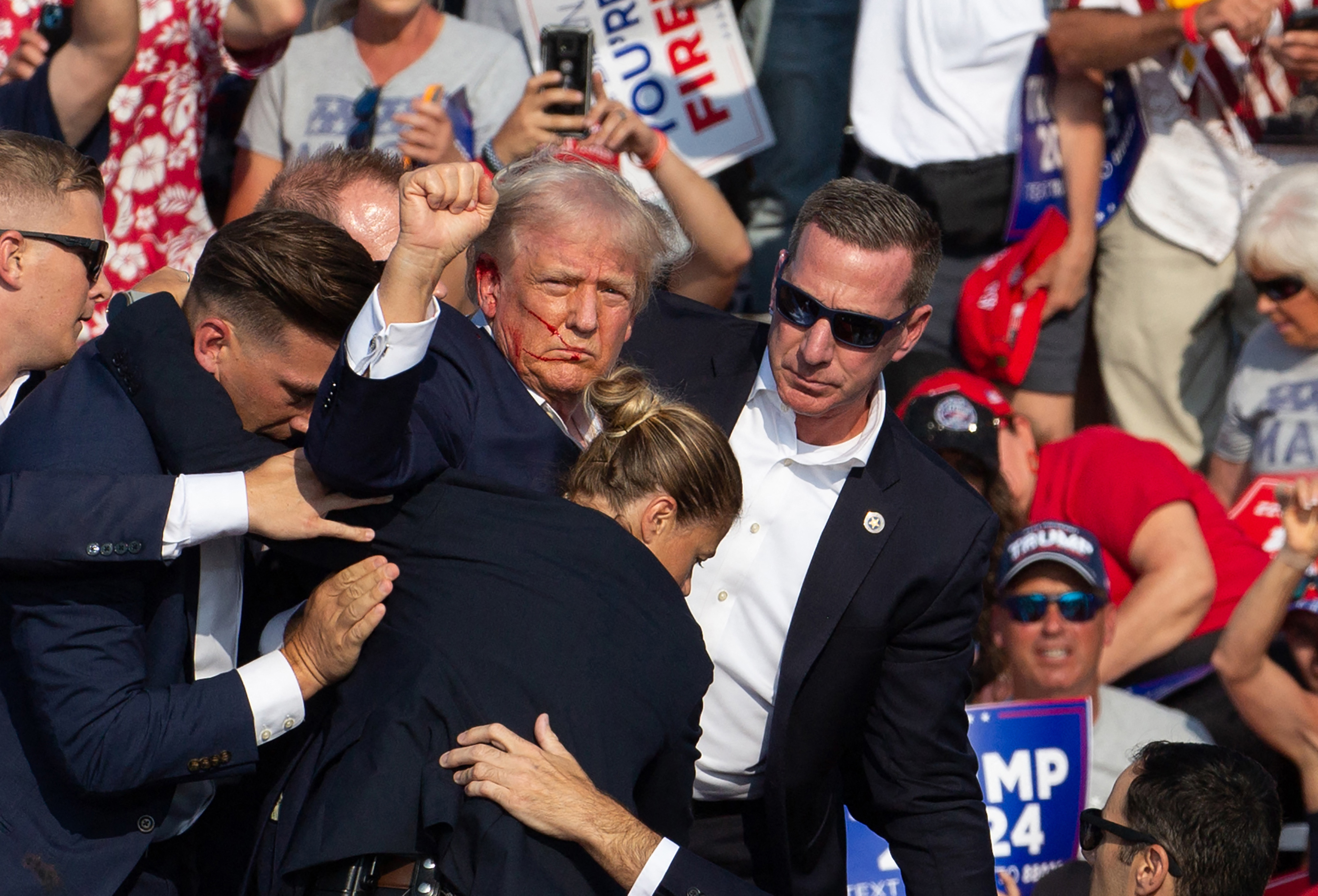 Trump was shot in the year at his rally on Saturday