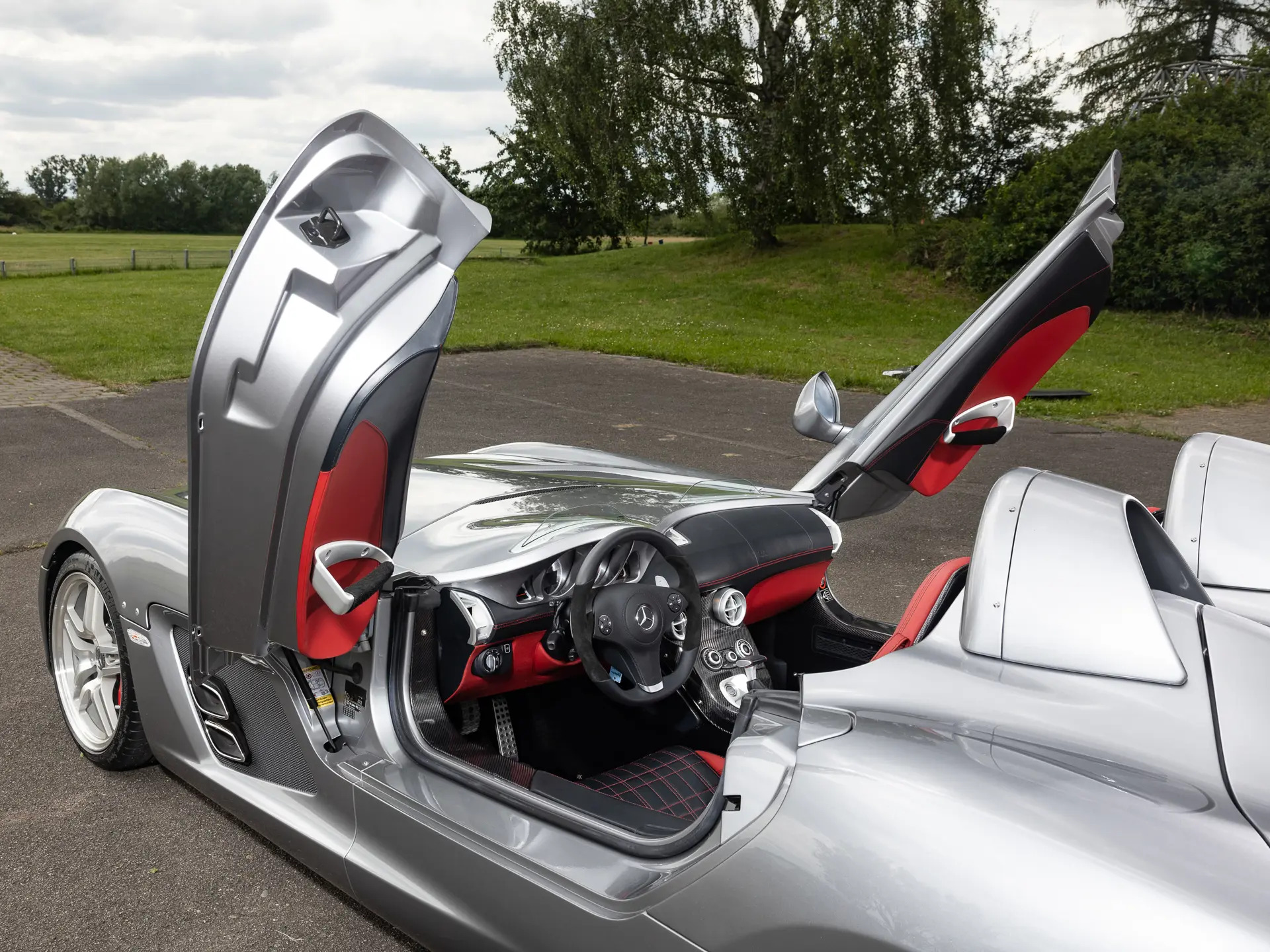 Butterfly doors open on the rarest and final variant of the Mercedes-Benz SLR McLaren